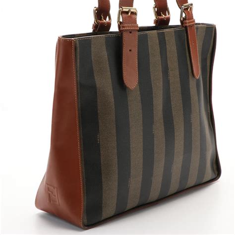 fendi men striped black canavs tote|Fendi Pequin Striped Canvas Tote Bag on SALE .